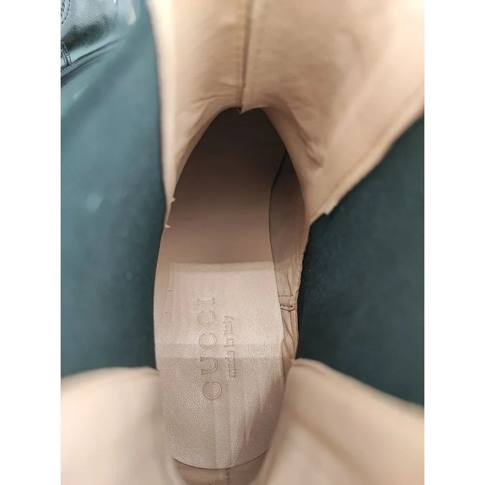 Gucci Bee & Star Embroidered Women's Size 7.5 US Leather Black Ankle Boots - Picture 8 of 9